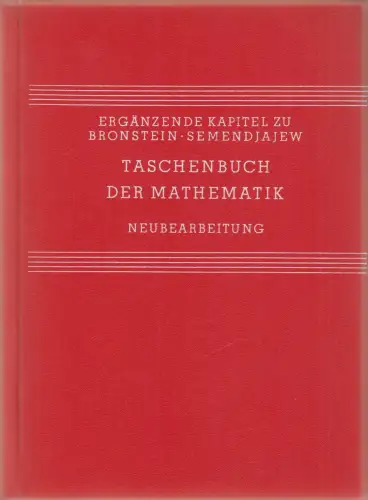 Buch: Ergänzende Kapitel zum Taschenbuch der Mathematik. Bronstein / Semendjajew