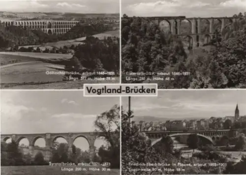 AK Vogtland-Brücken 1979. Ansichtskarte. Göltzschtalbrücke, Postkarte. 1979