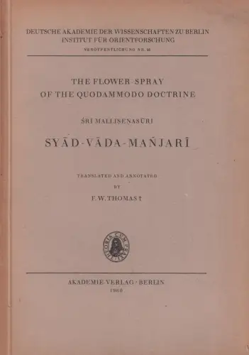 Buch: Syad-Vada-Manjari, Mallisenasuri, Sri, 1960, Akademie-Verlag