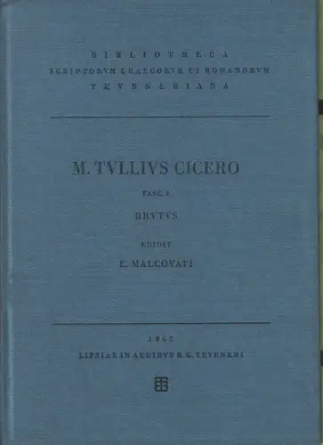 Buch: M. Tullius Cicero: Fasc. 4 Brutus, Cicero, 1965, gebraucht, sehr gut