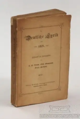 Buch: Deutsche Lyrik von 1891, Bruno, C.G. /Montanus, F. / Servaes, F. 1892