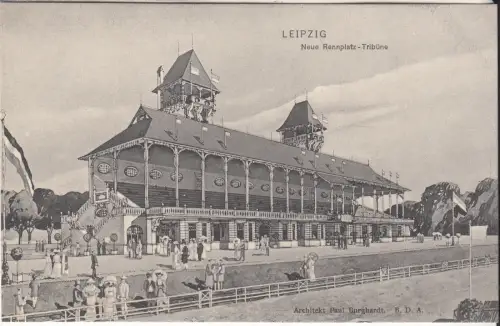 AK Leipzig. Neue Rennplatz-Tribüne, 1907, Dr. Trenkler Co., Postkarte, gut