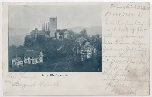 AK Burg Blankenstein, 1903, Postkarte, Ansichtskarte, gelaufen, August Schmidt