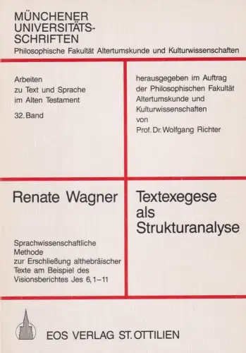 Buch: Textexegese als Strukturanalyse, Wagner, Renate, 1989, EOS Verlag