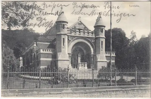 AK Freyburg. Turmhalle, 1906, G. Friedrich, Postkarte, gelaufen, gebraucht, gut