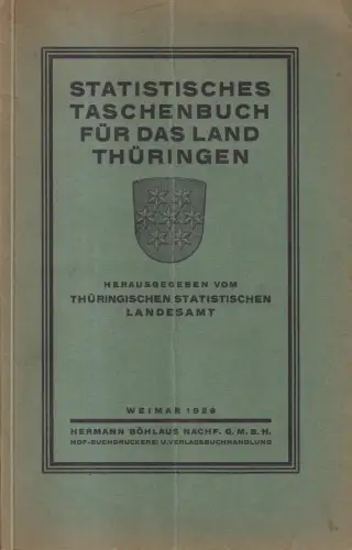 Buch: Statistisches Taschenbuch für das Land Thüringen 1929, Hermann Böhlau