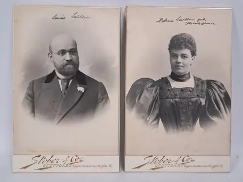 2 Fotografien: Atelier Stober & Co. Stuttgart - Louis & Helene Laiblin, vor 1897