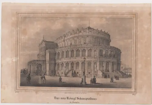 Lithografie: Das neue Königl. Schauspielhaus, Eduard Pietzsch, um 1836, Saxonia