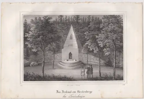 Lithografie: Das Denkmal am Fürstenberge, Ansicht, Pietzsch, um 1836, Saxonia