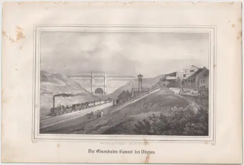 Lithografie: Der Eisenbahn-Tunnel in Oberau, Eduard Pietzsch, um 1836, Saxonia