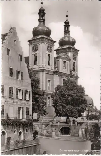 AK Donaueschingen. Stadtkirche, Schöning & Co., Postkarte, Fotokarte, ungelaufen