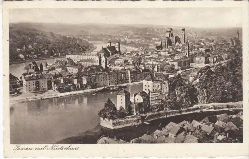 AK Passau mit Niederhaus. Kupfertiefdruck, M. Waldbauer, Postkarte, gut