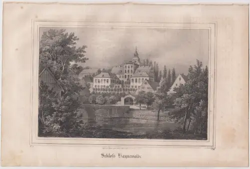Lithografie: Schloss Haynewalde, Grafik, Ansicht, Pietzsch, um 1836, Saxonia