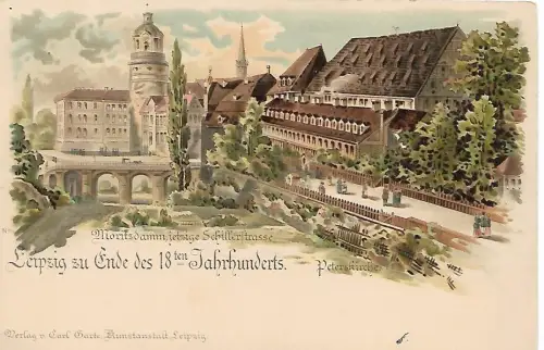 AK Lithographie Leipzig zu Ende des 18. Jahrhunderts. Peterskirche, ca. 1988