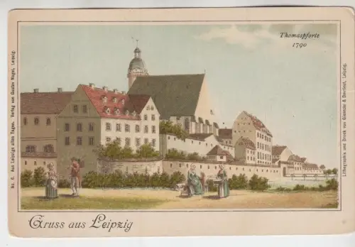 AK Gruss aus Leipzig. Thomaspforte 1790, Gustav Nagel, gebraucht gut, ungelaufen