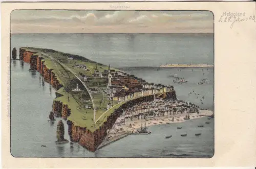 AK Helgoland. Vogelschau, ca. 1903, Reinicke & Rubin, Postkarte, ungelaufen