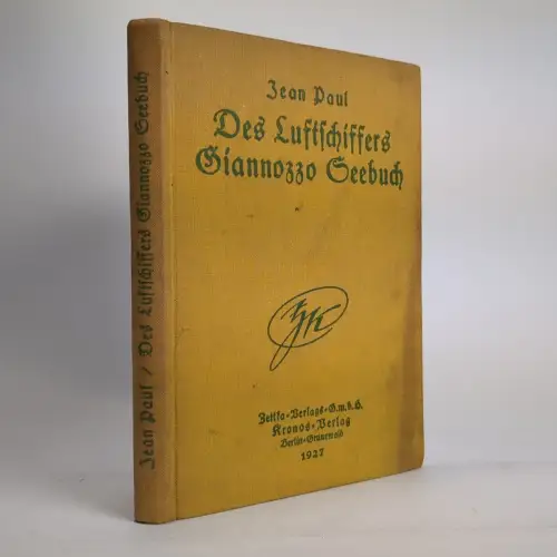 Buch: Des Luftschiffers Giannozzo Seebuch, Jean Paul, 1927, Kronos Verlag