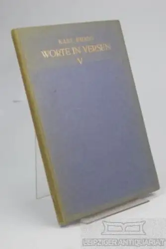 Buch: Worte in Versen V, Kraus, Karl. 1920, Verlag der Schriften von Karl Kraus