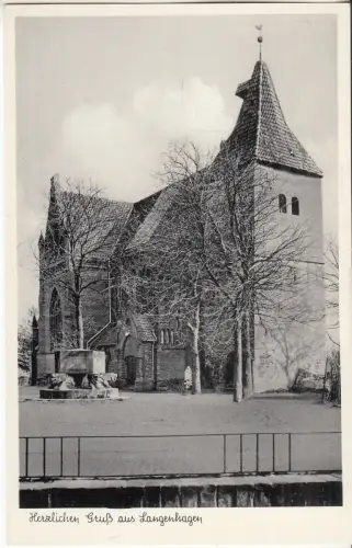 AK Herzlichen Gruß aus Langenhagen. Kirche, P. Montag, Postkarte, ungelaufen