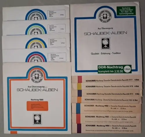 Sammlung 13 Vordrucke Schaubek Briefmarkenalben DDR / Nachtrag DDR Nr. 646