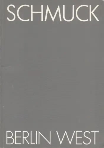 Buch: Schmuck Berlin West, Ludwig, Reinhold. 1988, gebraucht, gut