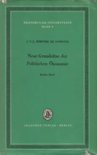 Buch: Neue Grundsätze der Politischen Ökonomie Band 2, Simonde de Sismondi, 1975