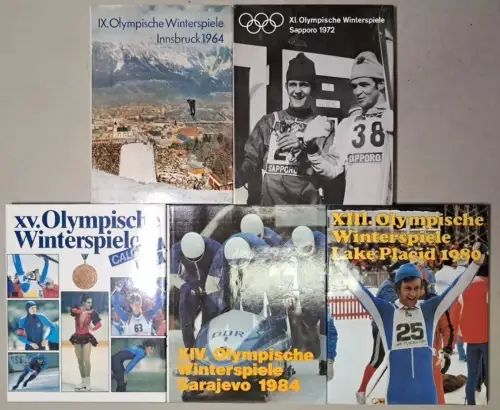5 Bände Olympische Winterspiele 1964 / 1972 / 1980 / 1984 / 1988, Sportverlag