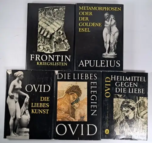 5 Bücher Schriften und Quellen der Alten Welt, Frontin, Ovid, Apuleius. Akademie