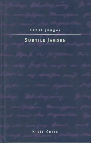 Buch: Subtile Jagden, Jünger, Ernst, 1995, Klett-Cotta, gebraucht, sehr gut
