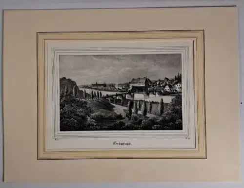 Lithografie: Grimma, um 1836, Eduard Pietzsch & Comp, Ansicht, Grafik, Sa 353294