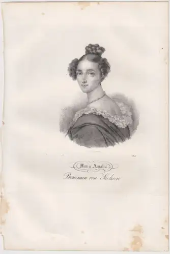 Lithografie: Maria Amalia v. Sachsen, 1836, Saxonia, Portrait, Eduard Pietzsch