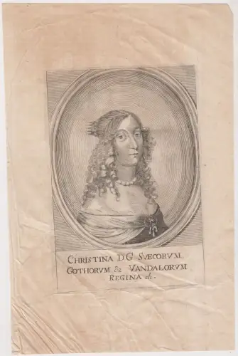 Kupferstich: Christina D. G. Svecorum, Original, um 1690, Theatrum Europaeum