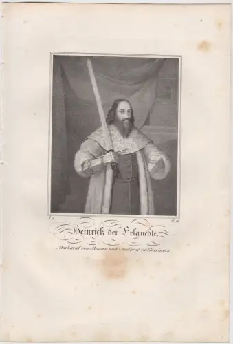 Lithografie: Heinrich der Erlauchte, um 1836, Saxonia, Portrait, Eduard Pietzsch