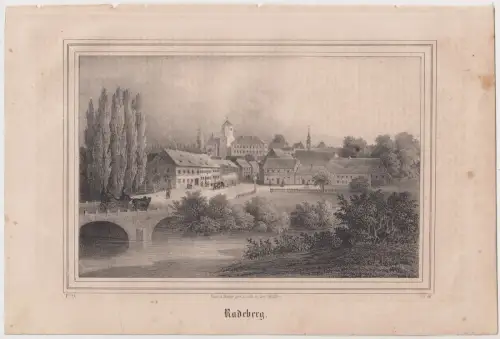 Lithografie: Radeberg, Ansicht, Eduard Pietzsch & Comp, um 1836, Saxonia, Grafik