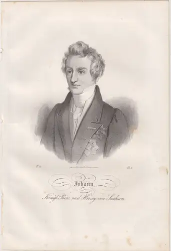 Lithografie: Johann, Prinz v. Sachsen, 1836, Saxonia, Portrait, Eduard Pietzsch