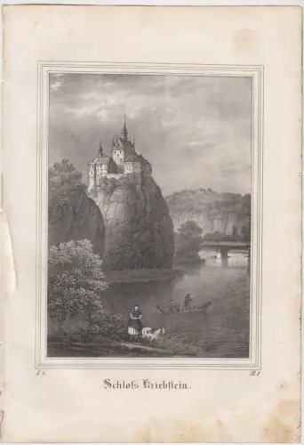 Lithografie: Schloss Kriebstein, Ansicht, Grafik, Eduard Pietzsch & Comp, 1832