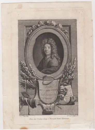 Kupferstich: Jean de la Bruyere, Grafik, Portrait, Frankreich, Pflanzgesteck