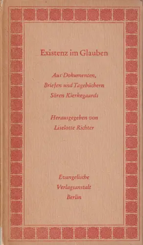 Buch: Existenz im Glauben, Richter, Liselotte. 1956, Evangelische Verlagsanstalt