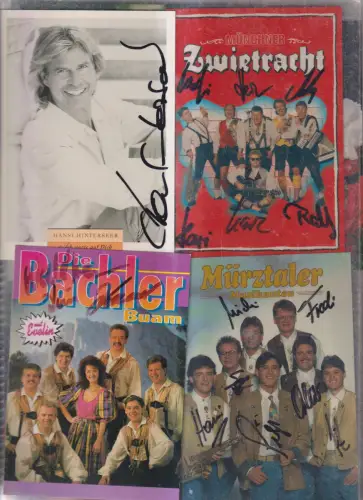 Mappe mit 17 Autogrammen Schlager: Karl Moik, Hansi Hinterseer, Stefan Moll ...