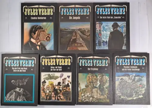 7 Bücher Jules Verne: Claudius Bombarnac, Die Jangada, Die Eissphinx, Robur ...