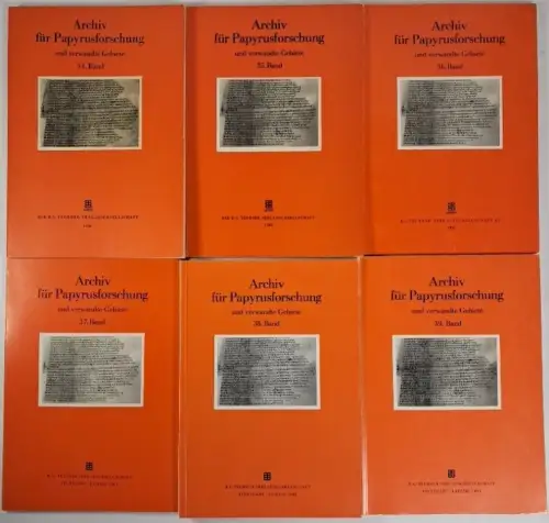 6 Hefte Archiv für Papyrusforschung und verwandte Gebiete Band 34-39, Teubner