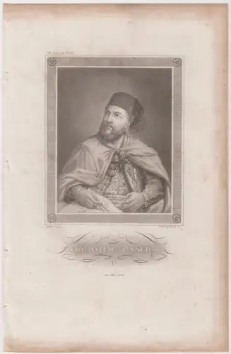 Stahlstich: Ibrahim Pascha, Portrait, Ägypten, König, Schwerdgeburt, um 1850