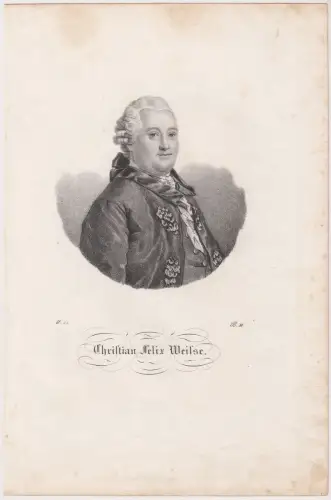 Lithografie: Christian Felix Weisse, 1840, Grafik, Portrait, Brustbild, Sachsen