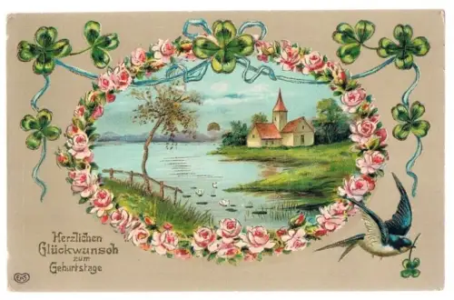 AK Herzlichen Glückwunsch zum Geburtstage, Postkarte. Geburstagskarte, ca. 1911