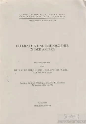 Buch: Literatur und Philosophie in der Antike, Koskenniemi. 1986, gebraucht, gut