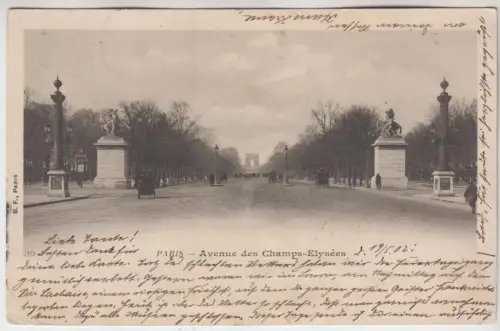 AK Paris - Avenue des Champs-Elysees, ca. 1902, gelaufen, gebraucht, gut