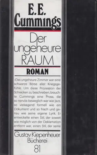 Buch: Der ungeheure Raum, E. E. Cummings, Gustav Kiepenheuer Bücherei, 1988