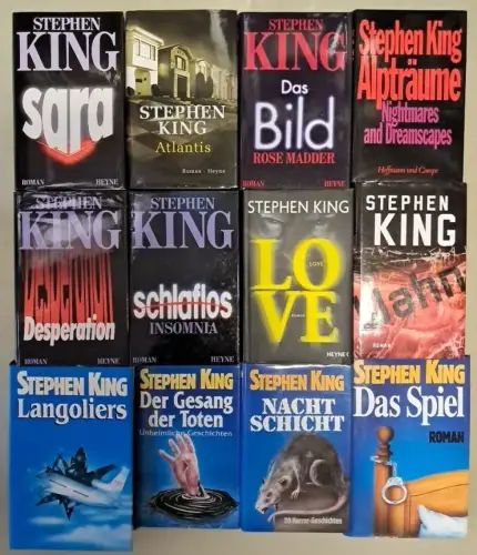12 Bücher Stephen King: Das Spiel, Das Bild, Schlaflos, Wahn, Love, Der Gesang..