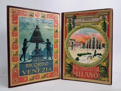 2 Leporellos je 32 Ansichten: Ricordo di Milano / Ricordo di Venezia