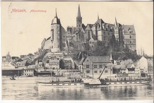 AK Meissen, Albrechtsburg, ca. 1907, Kobisch's Buchhandlung, Postkarte, gelaufen